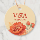 Herfst verbrande Sinaasappel bloemenbruiloft Bedankjes Labels (Voorkant)