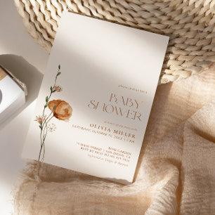 Herfst Verbrande Sinaasappel Wildflower Baby showe Kaart