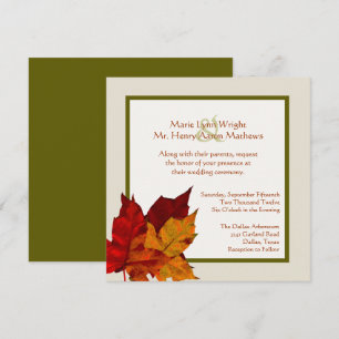 Herfst Verkleurde Leaves Wedding Kaart