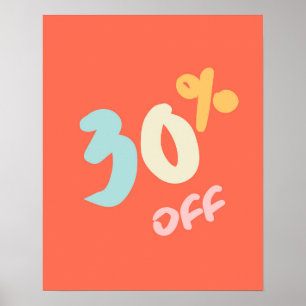 Herfst Verkoopteken, Winkel Signage, 30% korting Poster