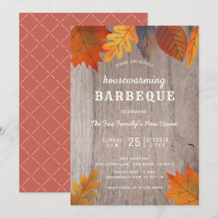 Herfst Verlaat Housewarming BBQ Party Hout Kaart