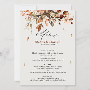 Herfst Verlaat Rustieke Country Wedding Menu Kaart
