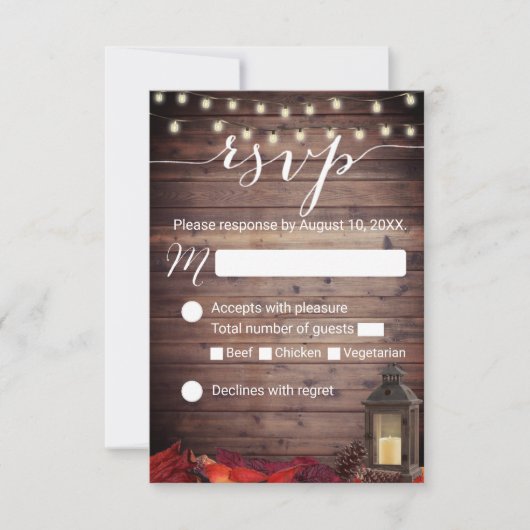 Herfst Verlaat Rustieke Lantaarn Fall Wedding RSVP (Voorkant)