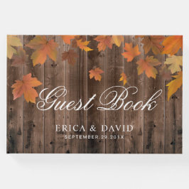 Herfst Verlaat Rustieke Schuur Hout Fall Wedding Gastenboek