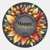 Herfst verlaat Thanksgiving Familienaam en Jaar Ronde Sticker (Voorkant)