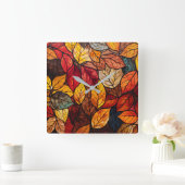 Herfst verlaat wandklok vierkante klok (Huis)