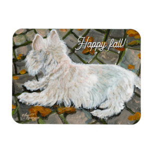 Herfst verlaat Westie op patio Magneet