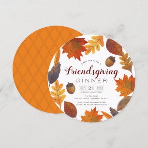 Herfst verlaat Witte Waterverf Friendsgiving Kaart