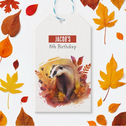 Herfst vibes Badger - Verjaardagsfeestje - Cadeaulabel