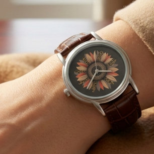 Herfst Vibes Boho Zonnebloem Herfst Dames Elegant  Horloge