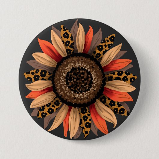 Herfst Vibes Boho Zonnebloem Herfst Ronde Button 7,6 Cm (Voorkant)
