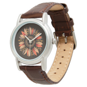 Herfst Vibes Boho Zonnebloem Herfst Vrouwen Elegan Horloge