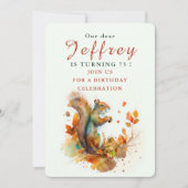 Herfst vibes Eekhoorn - Verjaardagsuitnodiging Kaa Kaart (Voorkant)