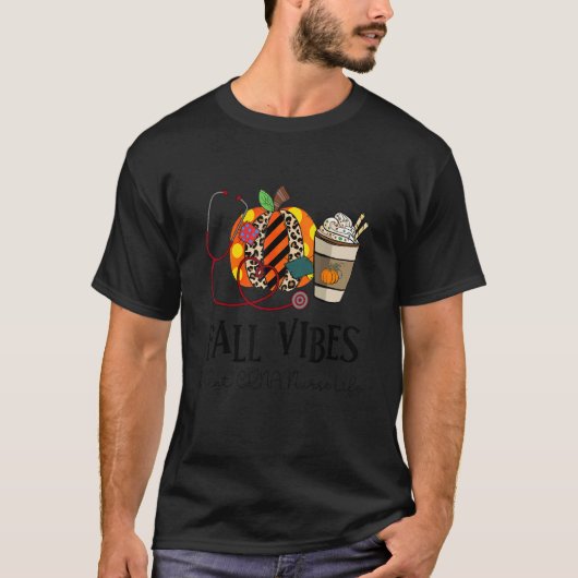 Herfst Vibes en dat CRNA reddingsluipaard Pumpki T-shirt (Voorkant)