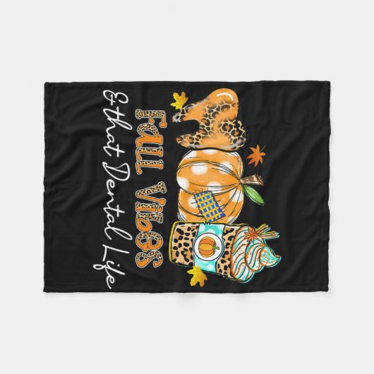 Herfst vibes en dat tandheelkundige leven tand pom fleece deken (Voorkant (Horizontaal))