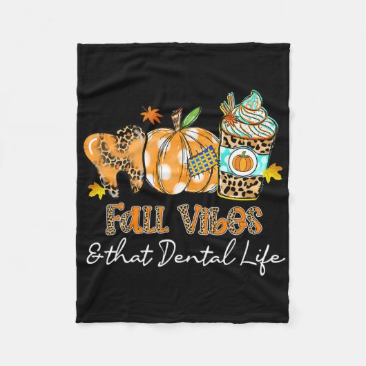 Herfst vibes en dat tandheelkundige leven tand pom fleece deken (Voorkant)