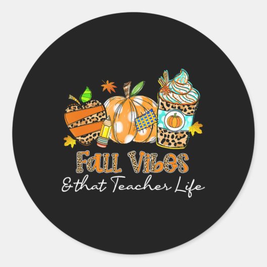 Herfst Vibes en die lerarenleven Apple Pencil Pump Ronde Sticker (Voorkant)