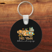Herfst vibes en die lunch Lady Life pompoen specer Sleutelhanger (Voorkant)