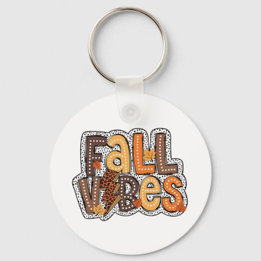 Herfst Vibes Fall Leaves Pumpkin Spice Thanksgivin Sleutelhanger (Voorkant)