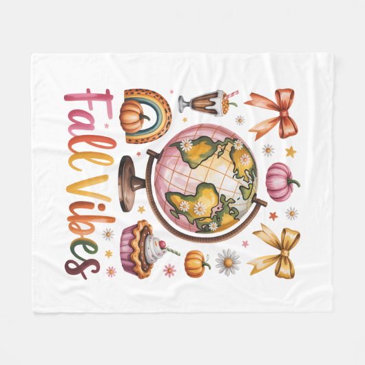 Herfst Vibes Fleece Deken (Voorkant (Horizontaal))