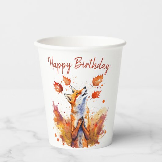 Herfst vibes Fox - Verjaardag Papieren Bekers (Voorkant)