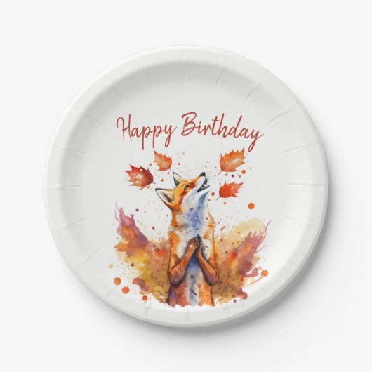 Herfst vibes Fox - Verjaardag Papieren Bordje (Voorkant)