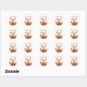 Herfst vibes Fox - Verjaardag Ronde Sticker (Vel)