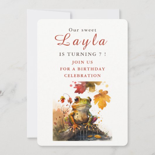 Herfst vibes Frog - Verjaardagsuitnodiging Kaart (Voorkant)