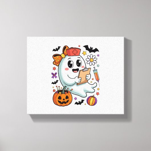 Herfst Vibes Ghost Nurse Autumn Canvas Afdruk (Voorkant)
