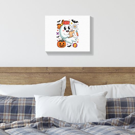Herfst Vibes Ghost Nurse Autumn Canvas Afdruk (Insitu (Slaapkamer))