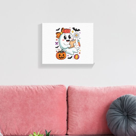 Herfst Vibes Ghost Nurse Autumn Canvas Afdruk (Insitu (Woonkamer))