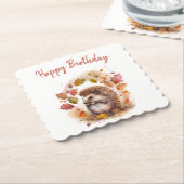 Herfst vibes Hedgehog - Verjaardag Kartonnen Onderzetters (Gebogen)