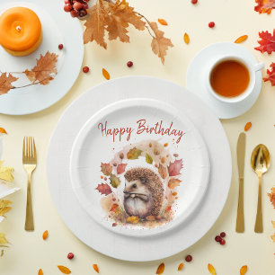 Herfst vibes Hedgehog - Verjaardag Papieren Bordje