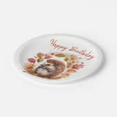 Herfst vibes Hedgehog - Verjaardag Papieren Bordje (Gekanteld)