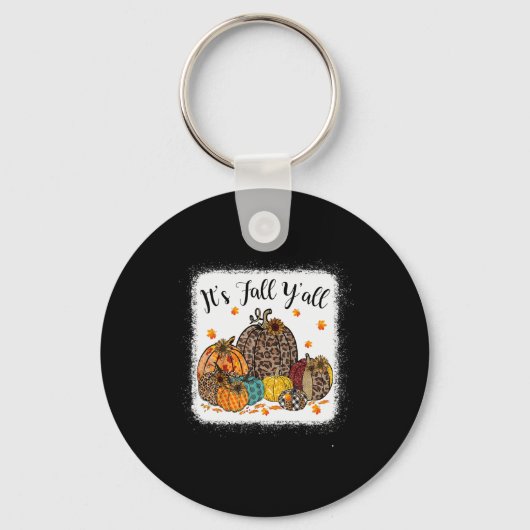 Herfst Vibes Het is Herfst Y'all Leopard Pumpkin A Sleutelhanger (Voorkant)