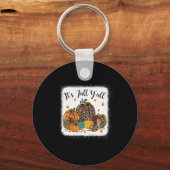 Herfst Vibes Het is Herfst Y'all Leopard Pumpkin A Sleutelhanger (Voorkant)