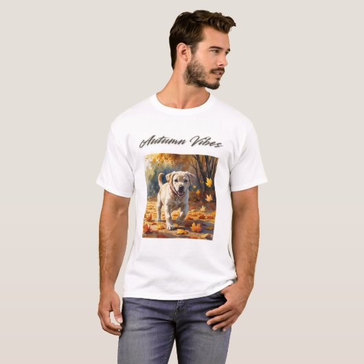 Herfst Vibes Labrador Puppy T-shirt (Voorkant volledig)