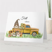 Herfst Vibes Leopard Gnome Sunflower Yellow Pickup Kaart (Voorkant)
