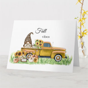 Herfst Vibes Leopard Gnome Sunflower Yellow Pickup Kaart