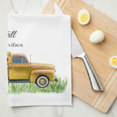 Herfst Vibes Leopard Gnome Sunflower Yellow Pickup Theedoek (Quarter Fold)