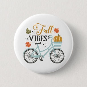 Herfst vibes op de fiets ronde button 5,7 cm