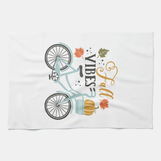 Herfst vibes op de fiets theedoek (Horizontaal)