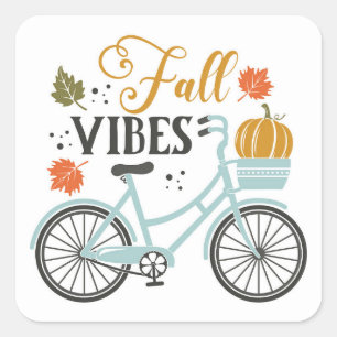 Herfst vibes op de fiets vierkante sticker