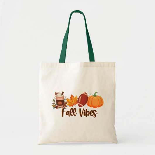 Herfst Vibes Pompoen Spice Football Tote Bag (Voorkant)