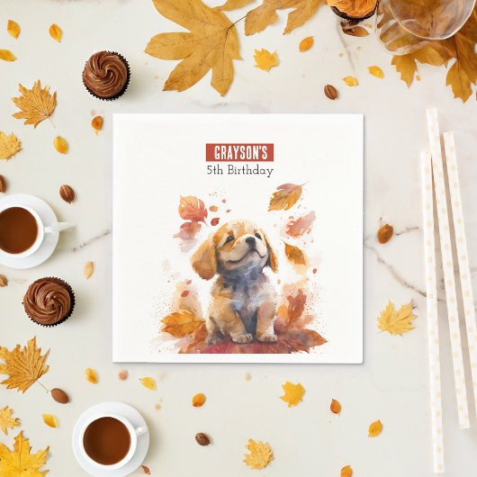 Herfst vibes Puppy - Verjaardagsfeest - Servet