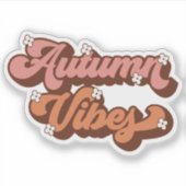 Herfst Vibes Retro tekst en sierlijke bloemen Sticker (Voorkant)