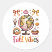 Herfst Vibes Ronde Sticker (Voorkant)
