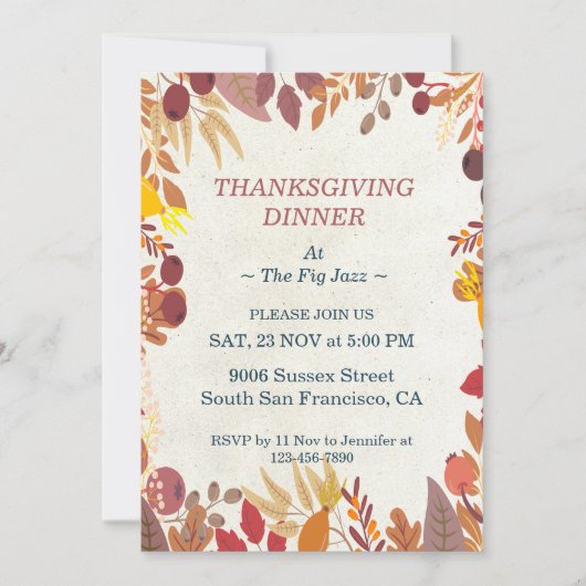 Herfst Vibes Thanksgiving Dinner Custom Kaart (Voorkant)