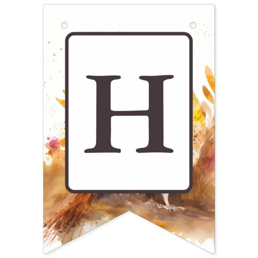 Herfst Vibes Waterverf fazant - Verjaardag Vlaggetjes (Tweede vlag)