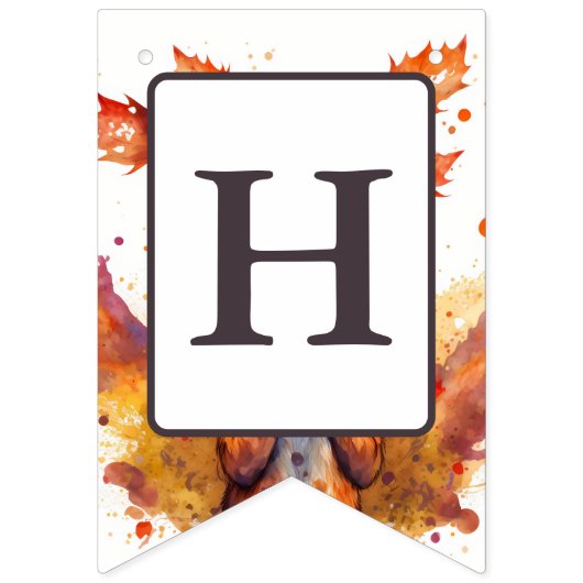 Herfst Vibes Waterverf Fox - Verjaardag Vlaggetjes (Tweede vlag)